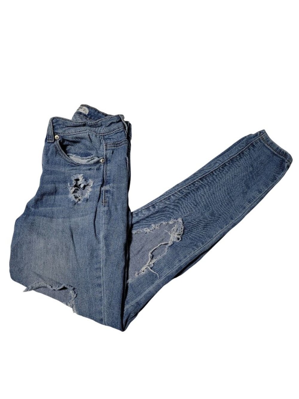 Almost Famous High Rise Skinny Jeans Womens Size 0 Light Wash Ripped Denim Pants